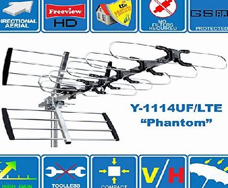 Unispectra ``PHANTOM`` - 4G/LTE READY - SUPERBLY BALANCED - GAIN vs SIZE -32 element DIGITAL HD TV AERIAL FREEVIEW for Outdoor or Loft installations