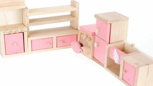 Unknown Wooden Dollhouse Furniture Kitchen Toy Set