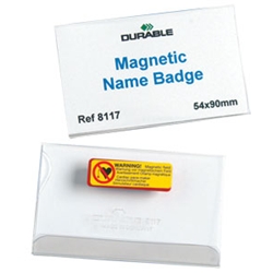 Durable Magnetic Badges Transparent 54x90mm Ref